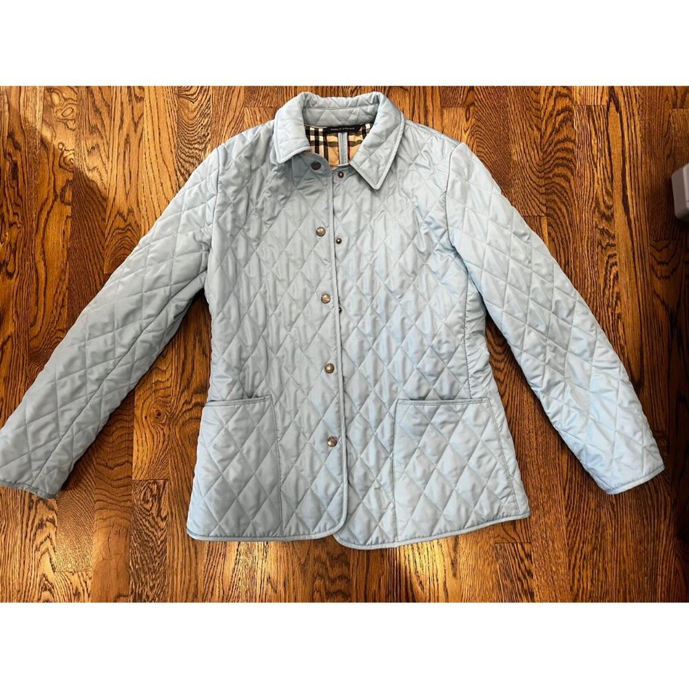 Authentic Burberry Brit Copford Quilted Women’s Jacket Size Small Light Blue